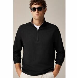 J.Crew Performance Pique Half Zip Sweater Mens S Black Pullover Coolmax Stretch